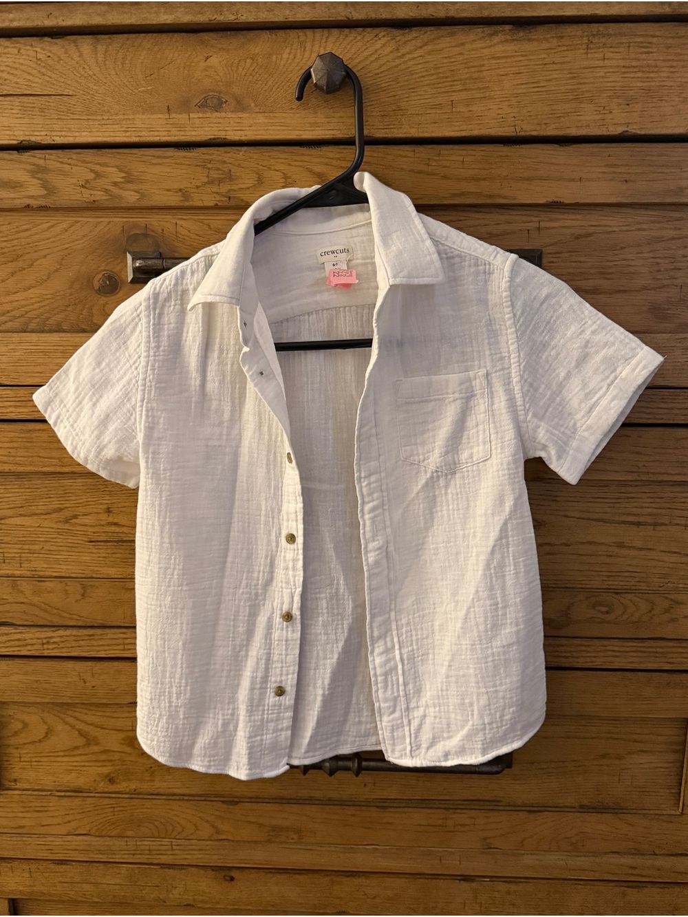 Crewcuts White Short Sleeve Button-Down Shirt Sz 6-7
